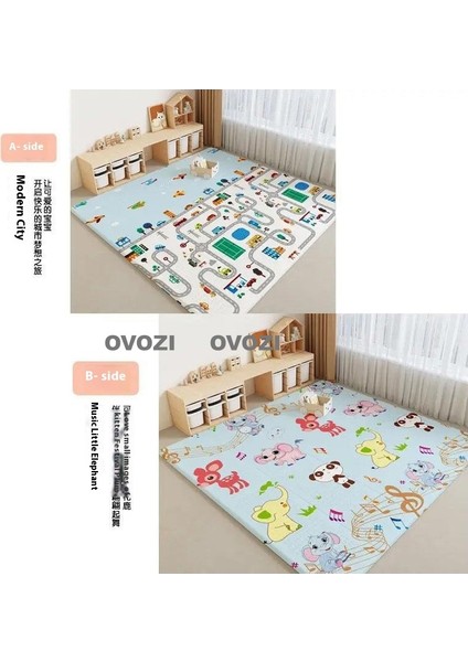 Ovozı 200×180×1CM Çift Taraflı Katlanabilir Bebek Emekleme Matı Oyun Paspasları ve Halıları (Yurt Dışından)