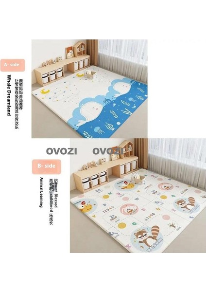 Ovozı 200×180×1CM Çift Taraflı Katlanabilir Bebek Emekleme Matı Oyun Paspasları ve Halıları (Yurt Dışından)