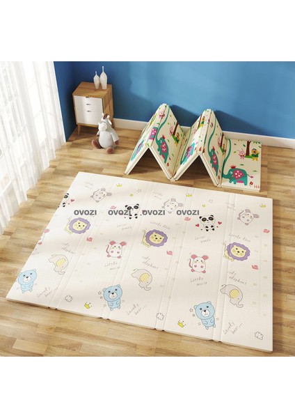 Ovozı 200×180×1CM Çift Taraflı Katlanabilir Bebek Emekleme Matı Oyun Paspasları ve Halıları (Yurt Dışından)