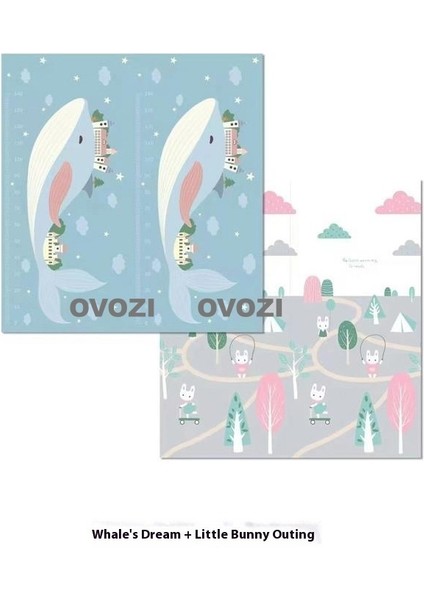 Ovozı 200×180×1CM Çift Taraflı Katlanabilir Bebek Emekleme Matı Oyun Paspasları ve Halıları (Yurt Dışından)