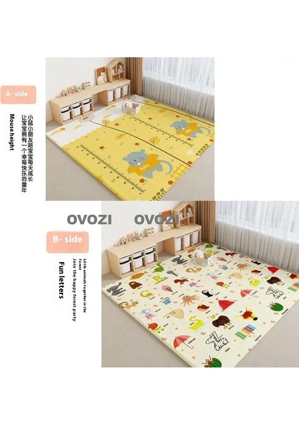 Ovozı 200×180×1CM Çift Taraflı Katlanabilir Bebek Emekleme Matı Oyun Paspasları ve Halıları (Yurt Dışından)