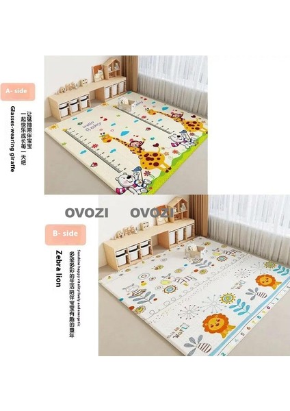 Ovozı 200×180×1CM Çift Taraflı Katlanabilir Bebek Emekleme Matı Oyun Paspasları ve Halıları (Yurt Dışından)