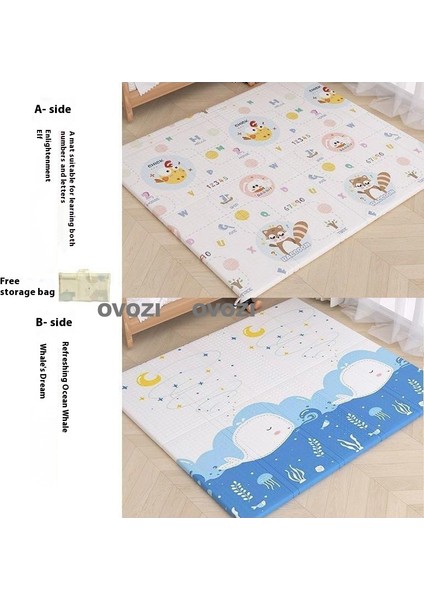 Ovozı 160×180×2CM Çift Taraflı Katlanabilir Bebek Emekleme Matı Oyun Paspasları ve Halıları (Yurt Dışından)