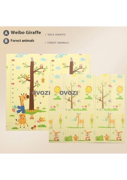 Ovozı 160×180×2CM Çift Taraflı Katlanabilir Bebek Emekleme Matı Oyun Paspasları ve Halıları (Yurt Dışından)