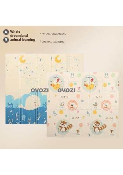 Ovozı 160×180×2CM Çift Taraflı Katlanabilir Bebek Emekleme Matı Oyun Paspasları ve Halıları (Yurt Dışından)
