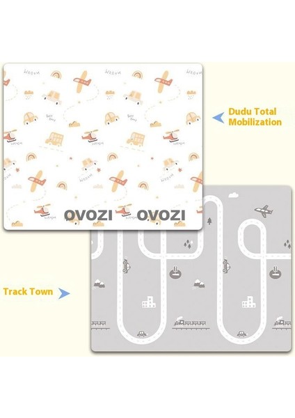 Ovozı 200×180×1CM Çift Taraflı Katlanabilir Bebek Emekleme Matı Oyun Paspasları ve Halıları (Yurt Dışından)