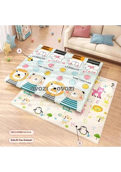 Ovozı 200×180×1CM Çift Taraflı Katlanabilir Bebek Emekleme Matı Oyun Paspasları ve Halıları (Yurt Dışından)