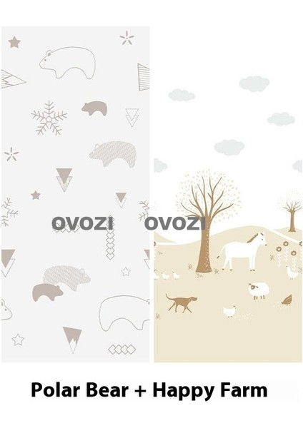 Ovozı 160×180×2CM Çift Taraflı Katlanabilir Bebek Emekleme Matı Oyun Paspasları ve Halıları (Yurt Dışından)