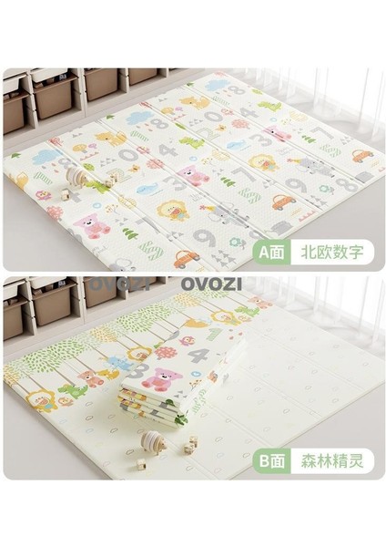 Ovozı 160×180×1.5CM Çift Taraflı Katlanabilir Bebek Emekleme Matı Oyun Paspasları ve Halıları (Yurt Dışından)