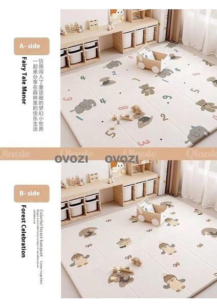 Ovozı 160×180×1.5CM Çift Taraflı Katlanabilir Bebek Emekleme Matı Oyun Paspasları ve Halıları (Yurt Dışından)