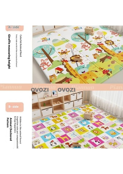 Ovozı 160×180×2CM Çift Taraflı Katlanabilir Bebek Emekleme Matı Oyun Paspasları ve Halıları (Yurt Dışından)