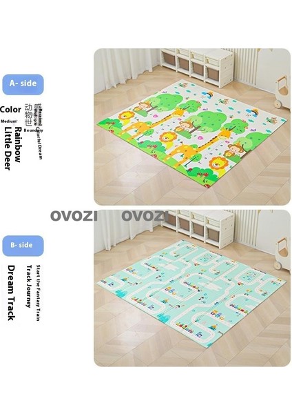 Ovozı 160×180×2CM Çift Taraflı Katlanabilir Bebek Emekleme Matı Oyun Paspasları ve Halıları (Yurt Dışından)