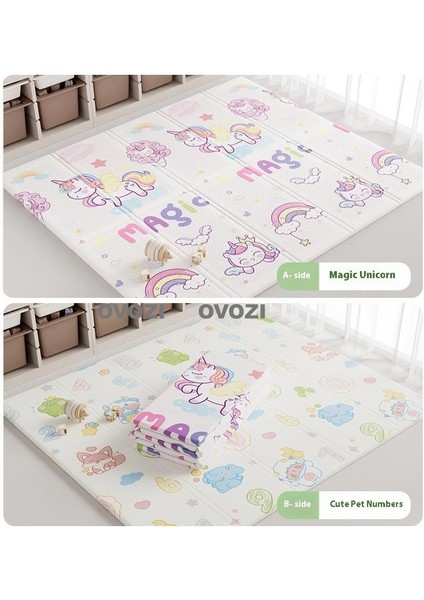 Ovozı 160×180×1.5CM Çift Taraflı Katlanabilir Bebek Emekleme Matı Oyun Paspasları ve Halıları (Yurt Dışından)