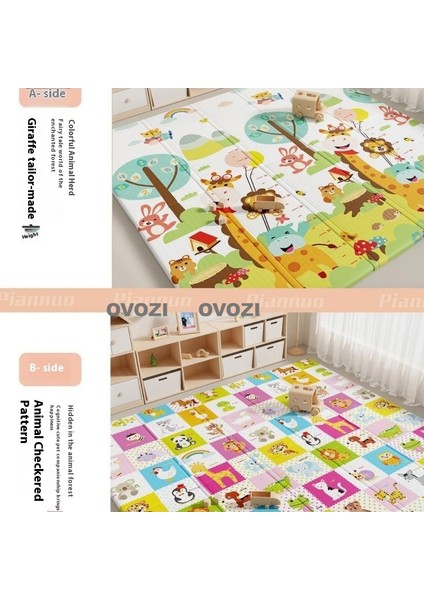 Ovozı 160×180×1.5CM Çift Taraflı Katlanabilir Bebek Emekleme Matı Oyun Paspasları ve Halıları (Yurt Dışından)