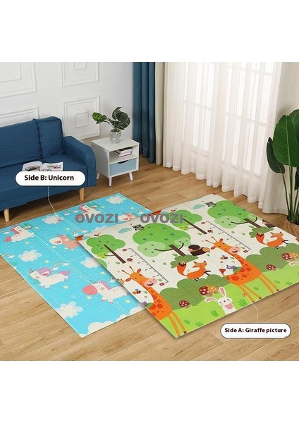 Ovozı 160×180×1.5CM Çift Taraflı Katlanabilir Bebek Emekleme Matı Oyun Paspasları ve Halıları (Yurt Dışından)