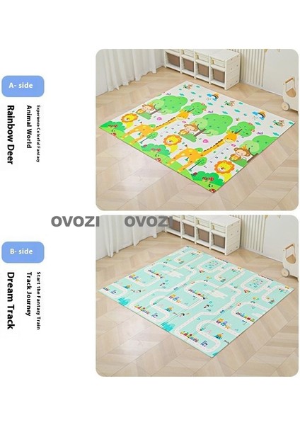 Ovozı 160×180×1CM Çift Taraflı Katlanabilir Bebek Emekleme Matı Oyun Paspasları ve Halıları (Yurt Dışından)