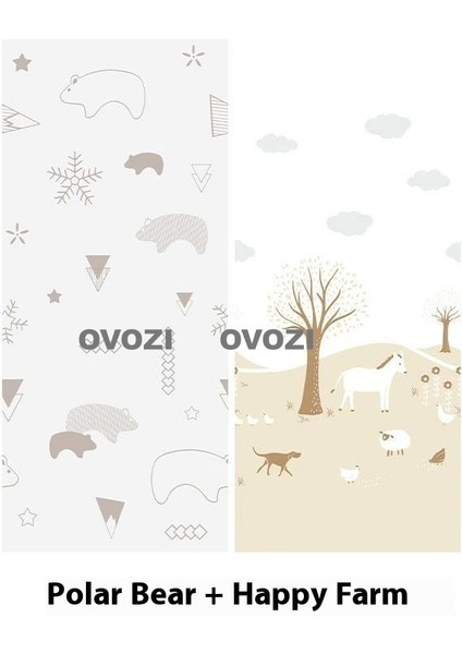 Ovozı 160×180×1CM Çift Taraflı Katlanabilir Bebek Emekleme Matı Oyun Paspasları ve Halıları (Yurt Dışından)