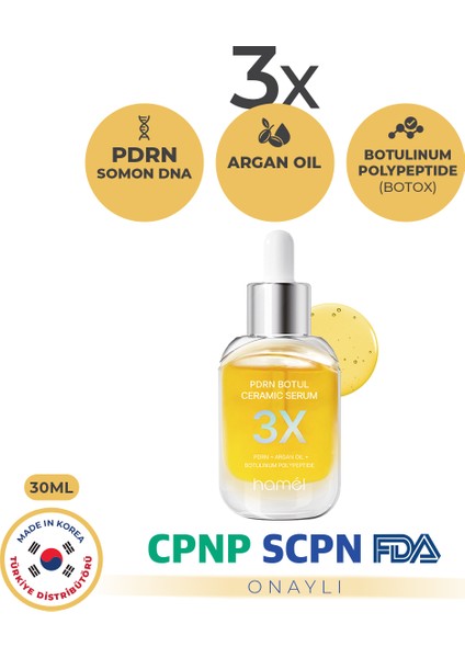 3x Pdrn Botul Ceramic Serum Somon Dna Lifting Etkili Doku Onarıcı Serum Kore 30ML