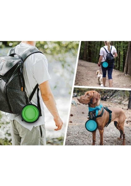 Renkli Katlanabilir Silikon Mama ve Su Kabı, Seyahat ve Anahtarlıklı Kullanım modelleri