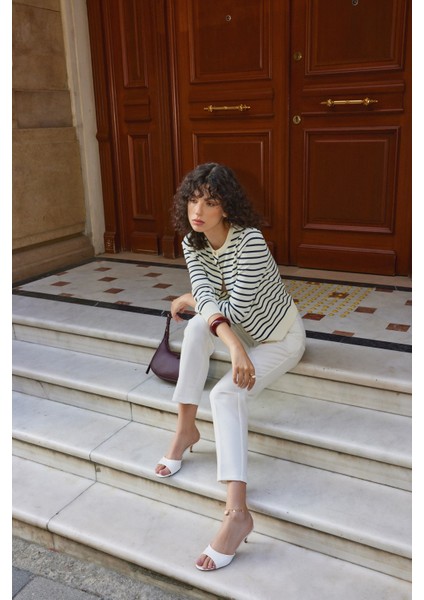 Beyaz Cilt Tek Bant Topuklu Kadın Terlik indirimleri