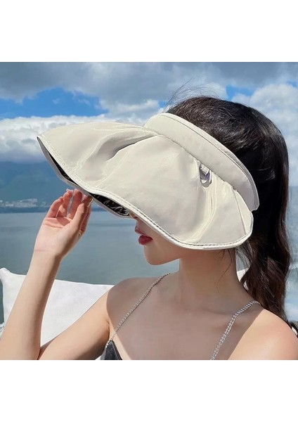 Güneş Koruyucu Şapka Kadın Yaz Uv Güneş Şapkası Bisiklet Içi Boş Üst Yüz Güneş Şapkası Katlanır Kabuk Şapka (Yurt Dışından)