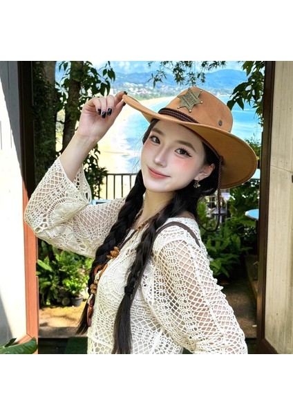 Amerikan Vintage Batı Kovboy Şapkası Kadın Prairie River Güneşlik Güneş Şapkası (Yurt Dışından)