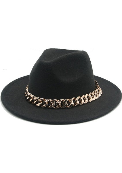 Bowler Şapka Kovboy Şapkası Tibet Altın Kolye Ingire ve Avrupa ve Amerika Birleşik Devletleri Düz Kenarlı Geniş Kenarlı Yün Tüvit Şapka Güneş Şapkası ile Yüz (Yurt Dışından)