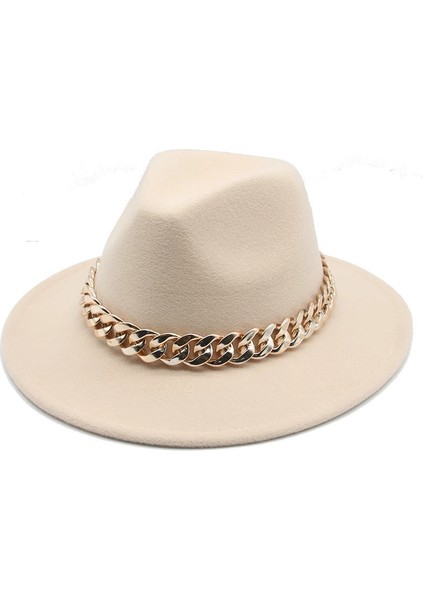 Bowler Şapka Kovboy Şapkası Tibet Altın Kolye Ingire ve Avrupa ve Amerika Birleşik Devletleri Düz Kenarlı Geniş Kenarlı Yün Tüvit Şapka Güneş Şapkası ile Yüz (Yurt Dışından)