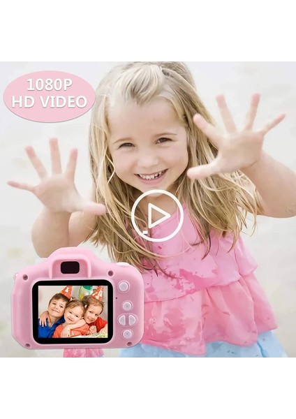 Çocuk Fotoğraf Makinesi Dijital Kamera Üst Kalite Full Hd Çift Lens+Kart+Kılıf+Tfokuyucu+Kordon fırsatları