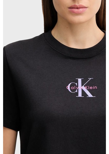 Pamuklu Regular Fit Bisiklet Yaka Logolu T Shirt LV047C856GUB1 Bayan T Shirt LV047C856G Ub1 modelleri