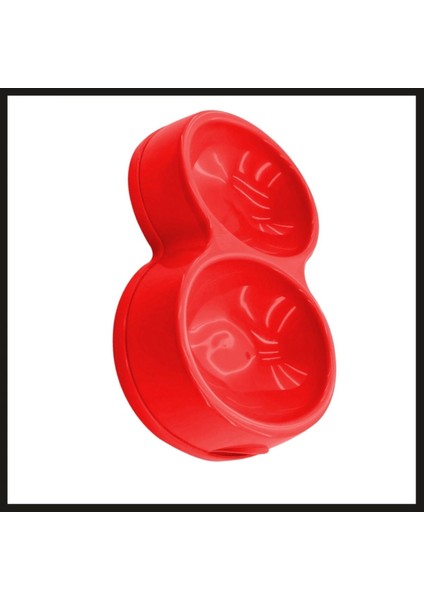 Kırmızı Çiftli Kedi Köpek Mama Kabı, Uyguna-Yakala Model 8566-VCL.196