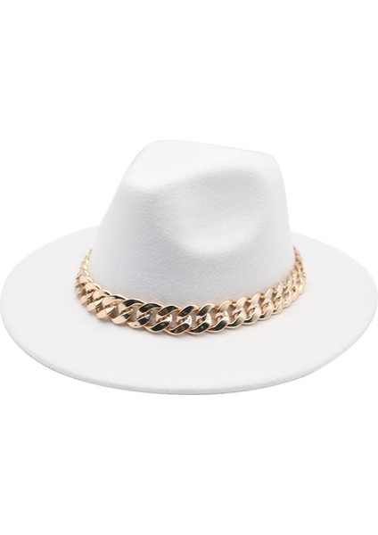 Bowler Şapka Kovboy Şapkası Tibet Altın Kolye Ingire ve Avrupa ve Amerika Birleşik Devletleri Düz Kenarlı Geniş Kenarlı Yün Tüvit Şapka Güneş Şapkası ile Yüz (Yurt Dışından)