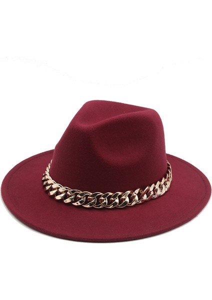 Bowler Şapka Kovboy Şapkası Tibet Altın Kolye Ingire ve Avrupa ve Amerika Birleşik Devletleri Düz Kenarlı Geniş Kenarlı Yün Tüvit Şapka Güneş Şapkası ile Yüz (Yurt Dışından)