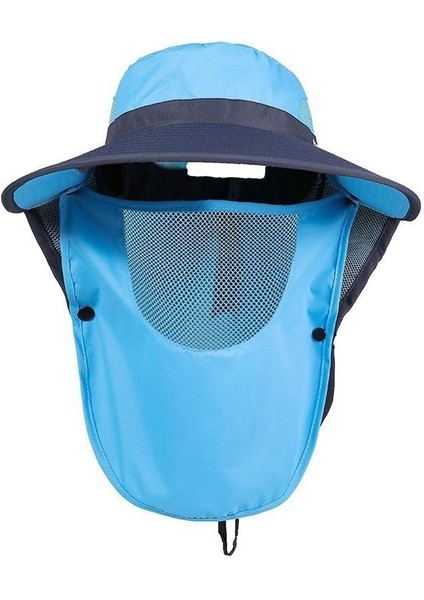 Güneş Şapkası Büyük Kenarlı Kadın Güneş Şapkası Yaz Büyük Kenarlı Bisiklet Yüz Maskesi Basit Anti-Ultraviyole Çay Toplama Şapkası (Yurt Dışından)