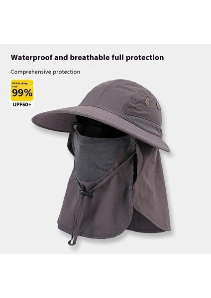 Güneş Şapkası Büyük Kenarlı Kadın Güneş Şapkası Yaz Büyük Kenarlı Bisiklet Yüz Maskesi Basit Anti-Ultraviyole Çay Toplama Şapkası (Yurt Dışından)