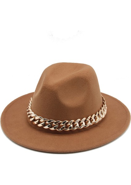 Bowler Şapka Kovboy Şapkası Tibet Altın Kolye Ingire ve Avrupa ve Amerika Birleşik Devletleri Düz Kenarlı Geniş Kenarlı Yün Tüvit Şapka Güneş Şapkası ile Yüz (Yurt Dışından)