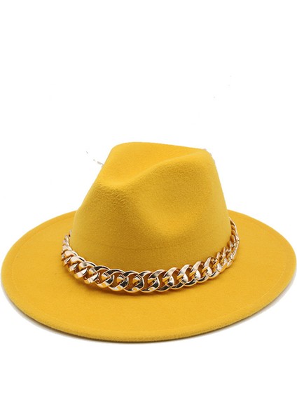 Bowler Şapka Kovboy Şapkası Tibet Altın Kolye Ingire ve Avrupa ve Amerika Birleşik Devletleri Düz Kenarlı Geniş Kenarlı Yün Tüvit Şapka Güneş Şapkası ile Yüz (Yurt Dışından)