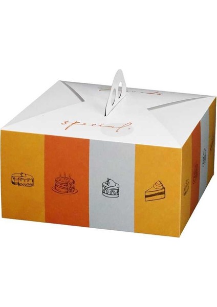 Saplı Turta Kutusu (No: 0) 18X18X13 cm - 50 Adet