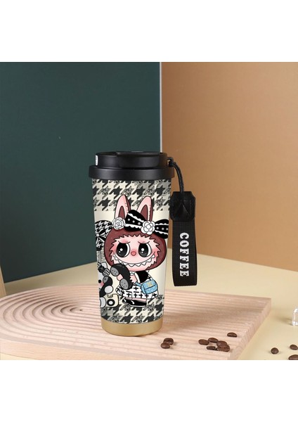 Karikatür Sevimli Suzuran Kahve Fincanı Çift Içme Kapağı 316 Paslanmaz Çelik Seramik Astar Yalıtım Kabı Büyük Kapasiteli Saman Dak (Yurt Dışından)