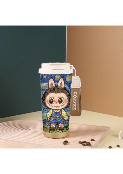 Karikatür Sevimli Suzuran Kahve Fincanı Çift Içme Kapağı 316 Paslanmaz Çelik Seramik Astar Yalıtım Kabı Büyük Kapasiteli Saman Dak (Yurt Dışından)