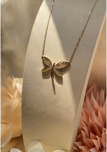 14 Ayar Altın Peri Kelebek Kanatlı Yusufcuk Kolye