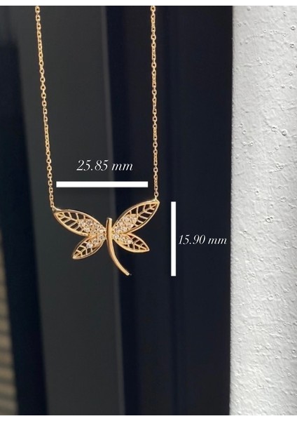 14 Ayar Altın Peri Kelebek Kanatlı Yusufcuk Kolye