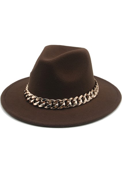 Bowler Şapka Kovboy Şapkası Tibet Altın Kolye Ingire ve Avrupa ve Amerika Birleşik Devletleri Düz Kenarlı Geniş Kenarlı Yün Tüvit Şapka Güneş Şapkası ile Yüz (Yurt Dışından)