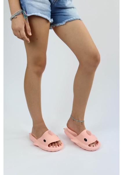 HS00 Köpekbalığı Pembe Unisex Tam Ortopedik Terlik Shark Slides indirimleri