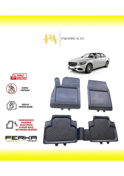 Mercedes C Serisi W205 2015-2021 Uyarlanabilir Universal Havuzlu Paspas