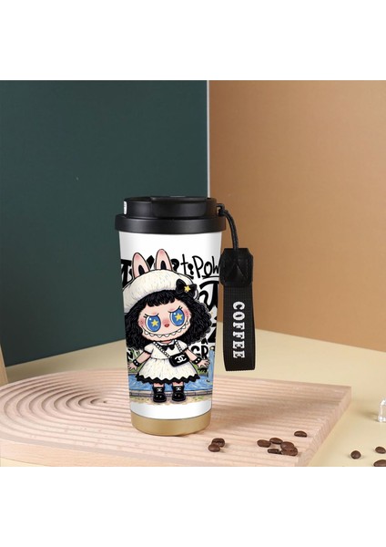 Karikatür Sevimli Suzuran Kahve Fincanı Çift Içme Kapağı 316 Paslanmaz Çelik Seramik Astar Yalıtım Kabı Büyük Kapasiteli Saman Dak (Yurt Dışından)