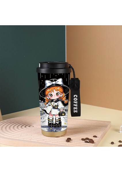 Karikatür Sevimli Suzuran Kahve Fincanı Çift Içme Kapağı 316 Paslanmaz Çelik Seramik Astar Yalıtım Kabı Büyük Kapasiteli Saman Dak (Yurt Dışından)