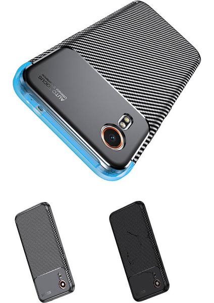Galaxy Xcover7 Kılıf Kamera Korumalı Karbon Desenli Lux Negro Silikon - Siyah + Nano Ekran Koruyucu