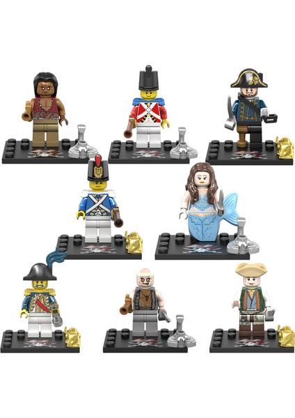 KSZ722 Korsan Minifigür Montaj Oyuncağı 8 Parça (Yurt Dışından)