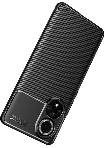 Huawei Nova 9 Kılıf Kamera Korumalı Karbon Desenli Lux Negro Silikon - Siyah + Nano Ekran Koruyucu